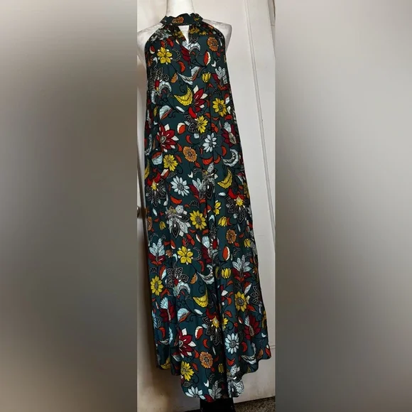 Anthropologie Geneva Halter Wide Leg Floral Jumpsuit Romper Keyhole Feminine - Picture 8 of 14